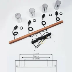 Suspension Verre Fumé-hofstein Suspension Hunouri Bois foncé, Noir, 4 lumières