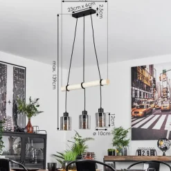 Luminaires Scandinaves-hofstein Suspension Hunouri Écru, Noir, 3 lumières