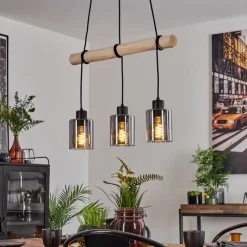 Luminaires Scandinaves-hofstein Suspension Hunouri Écru, Noir, 3 lumières