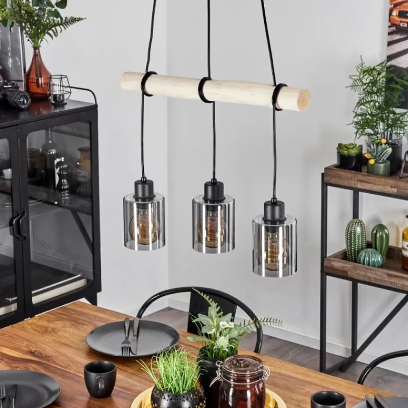 Luminaires Scandinaves-hofstein Suspension Hunouri Écru, Noir, 3 lumières