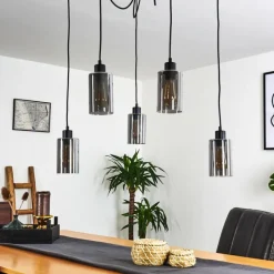 Suspension Verre Fumé-hofstein Suspension Hunouri Noir, 5 lumières