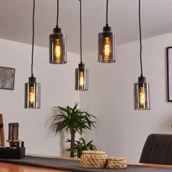 Suspension Verre Fumé-hofstein Suspension Hunouri Noir, 5 lumières