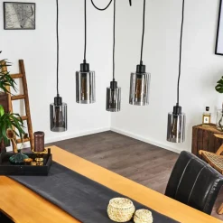 Suspension Verre Fumé-hofstein Suspension Hunouri Noir, 5 lumières