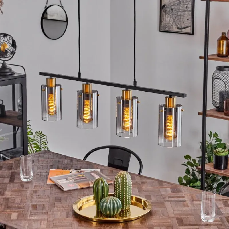 hofstein Suspension Hunouri Noir, 4 lumières