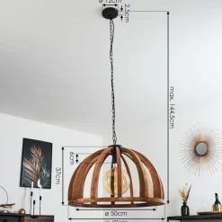 Style Boho-Chic-hofstein Suspension Hunseberg Gris, Noir, 1 lumière