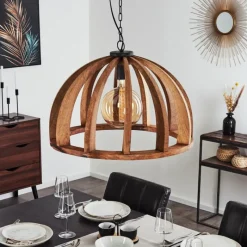 Style Boho-Chic-hofstein Suspension Hunseberg Gris, Noir, 1 lumière