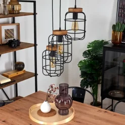 Lampes Vintages & Rétros-hofstein Suspension Husvik Noir, 3 lumières