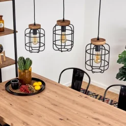 Luminaires Scandinaves-hofstein Suspension Husvik Noir, 3 lumières