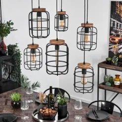 Lampes Vintages & Rétros-hofstein Suspension Husvik Noir, 6 lumières