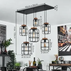 Lampes Vintages & Rétros-hofstein Suspension Husvik Noir, 6 lumières