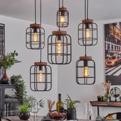 Lampes Vintages & Rétros-hofstein Suspension Husvik Noir, 6 lumières