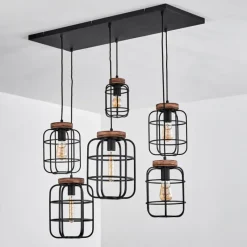 Lampes Vintages & Rétros-hofstein Suspension Husvik Noir, 6 lumières