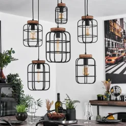 Lampes Vintages & Rétros-hofstein Suspension Husvik Noir, 6 lumières