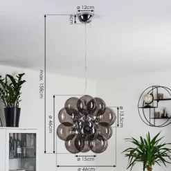 Suspension Verre Fumé-hofstein Suspension Hyco Chrome, 12 lumières