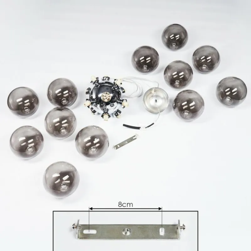 Suspension Verre Fumé-hofstein Suspension Hyco Chrome, 12 lumières