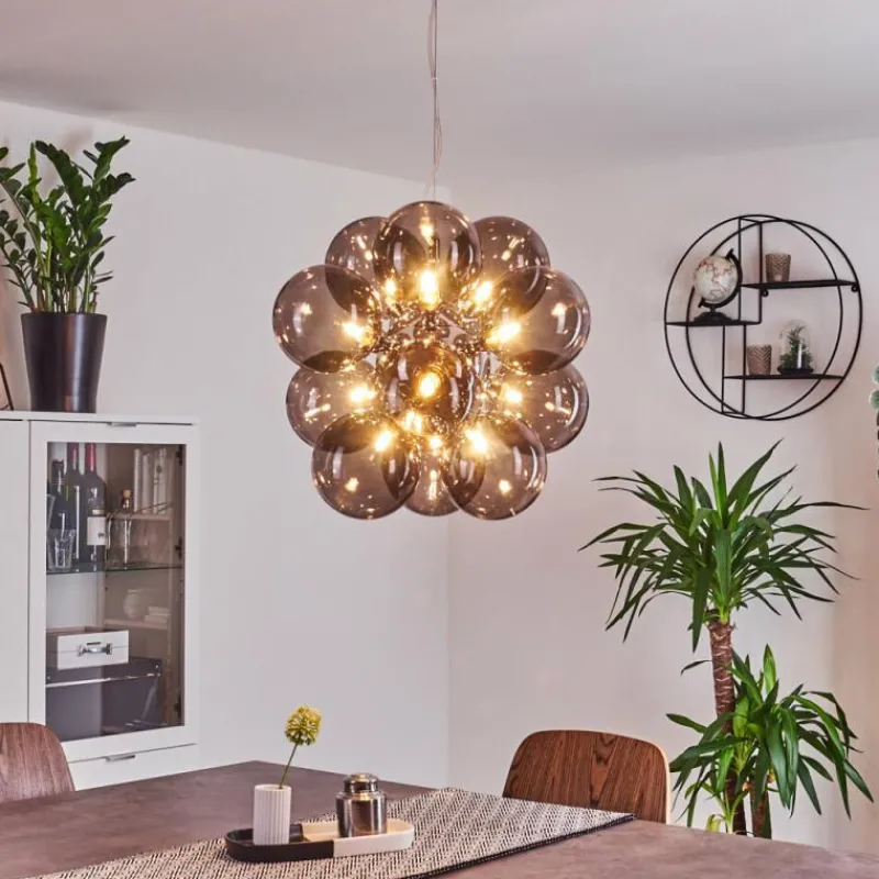 Suspension Verre Fumé-hofstein Suspension Hyco Chrome, 12 lumières