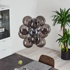 Suspension Verre Fumé-hofstein Suspension Hyco Chrome, 12 lumières