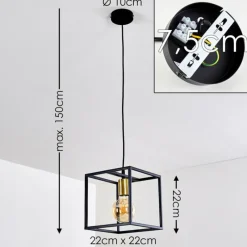 Lampes Dorées-hofstein Suspension Ibusuki Or, Laiton, Noir, 1 lumière