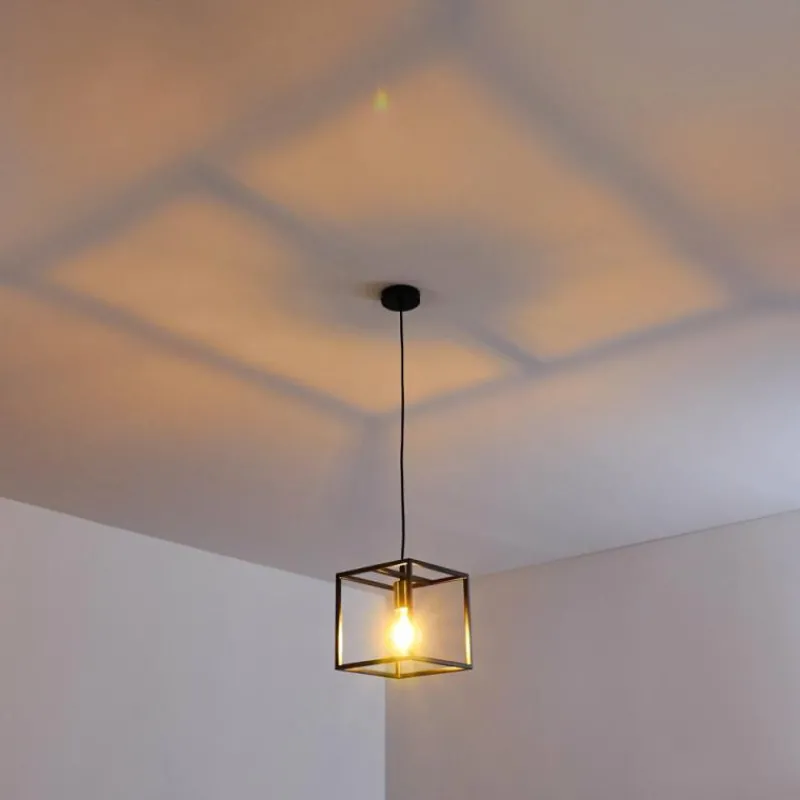 Lampes Dorées-hofstein Suspension Ibusuki Or, Laiton, Noir, 1 lumière