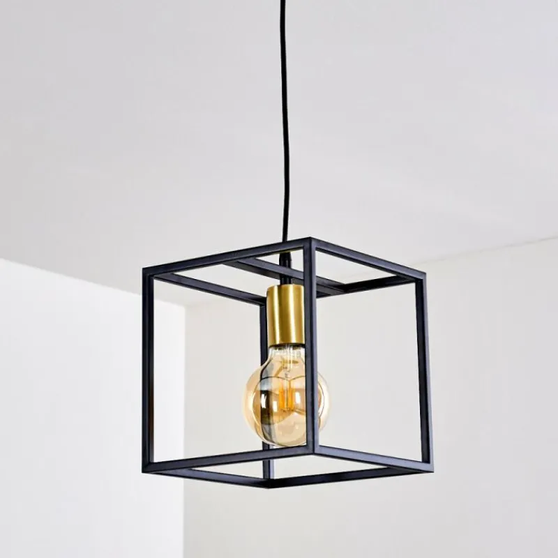 Lampes Dorées-hofstein Suspension Ibusuki Or, Laiton, Noir, 1 lumière