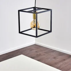 Lampes Dorées-hofstein Suspension Ibusuki Or, Laiton, Noir, 1 lumière