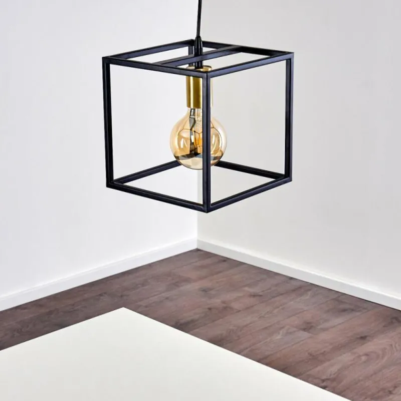 Lampes Dorées-hofstein Suspension Ibusuki Or, Laiton, Noir, 1 lumière