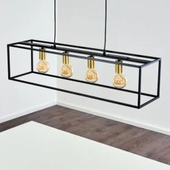 Lampes Dorées-hofstein Suspension Ibusuki Or, Laiton, Noir, 4 lumières