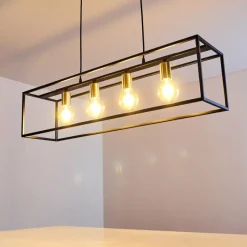 Lampes Dorées-hofstein Suspension Ibusuki Or, Laiton, Noir, 4 lumières