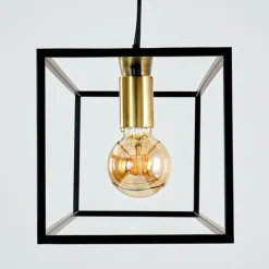 Lampes Dorées-hofstein Suspension Ibusuki Or, Laiton, Noir, 4 lumières