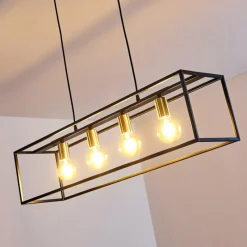 Lampes Dorées-hofstein Suspension Ibusuki Or, Laiton, Noir, 4 lumières