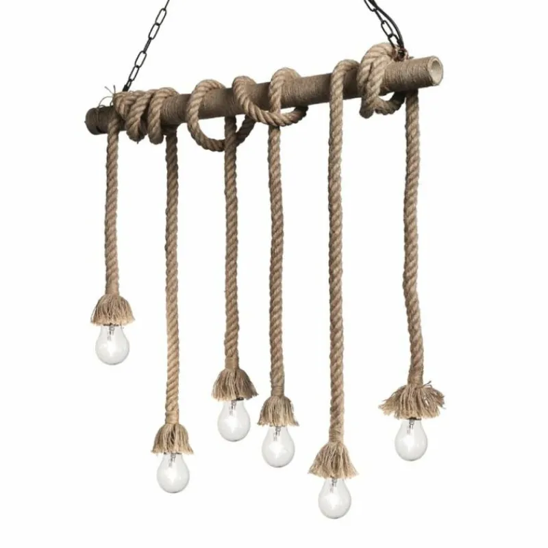 Style Boho-Chic-Luminaires Ideallux Suspension Ideal Lux CANAPA Brun, Noir, 6 lumières