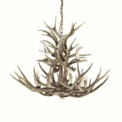 Luminaires Rustiques-Luminaires Ideallux Suspension Ideal Lux CHALET Beige, 12 lumières