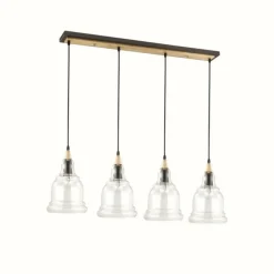 Lampes En Bois-Luminaires Ideallux Suspension Ideal Lux GRETEL Brun, Noir, 4 lumières