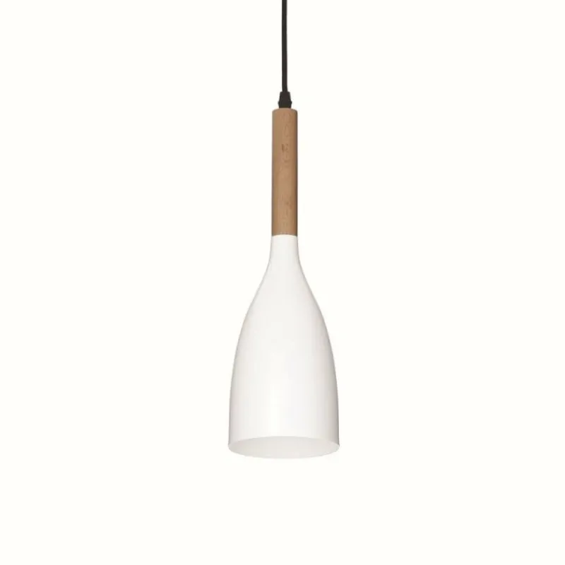 Lampes En Bois-Luminaires Ideallux Suspension Ideal Lux MANHATTAN Blanc, 1 lumière