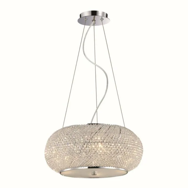 Lampes Vintages & Rétros-Luminaires Ideallux Suspension Ideal Lux PASHA Chrome, Aspect cristal, 6 lumières