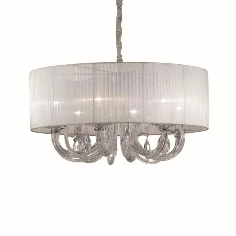 Lampes En Tissu-Luminaires Ideallux Suspension Ideal Lux SWAN Chrome, 6 lumières