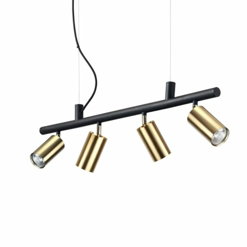 Lampes Dorées-Luminaires Ideallux Suspension Ideallux DYNAMITE Noir, 4 lumières
