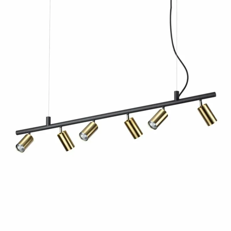 Lampes Dorées-Luminaires Ideallux Suspension Ideallux DYNAMITE Noir, 6 lumières