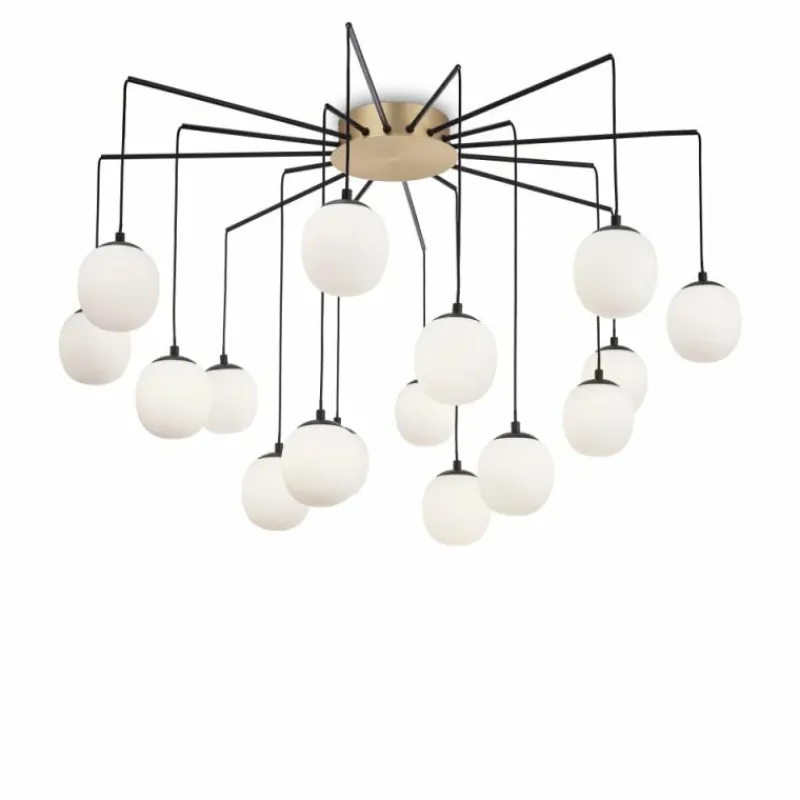 Lampes À Boules-Luminaires Ideallux Suspension Ideallux RHAPSODY Laiton, Noir, 16 lumières