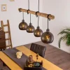 Lampes Vintages & Rétros-hofstein Suspension Imana Bois clair, Noir, 4 lumières