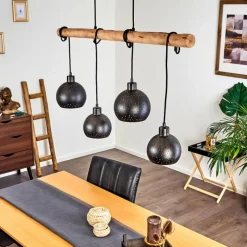 Lampes Vintages & Rétros-hofstein Suspension Imana Bois clair, Noir, 4 lumières