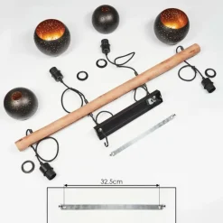 Lampes Vintages & Rétros-hofstein Suspension Imana Bois clair, Noir, 4 lumières