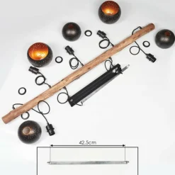 Lampes Vintages & Rétros-hofstein Suspension Imana Bois clair, Noir, 5 lumières