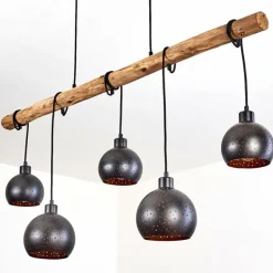 Lampes Vintages & Rétros-hofstein Suspension Imana Bois clair, Noir, 5 lumières