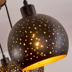 Lampes Vintages & Rétros-hofstein Suspension Imana Bois clair, Noir, 5 lumières