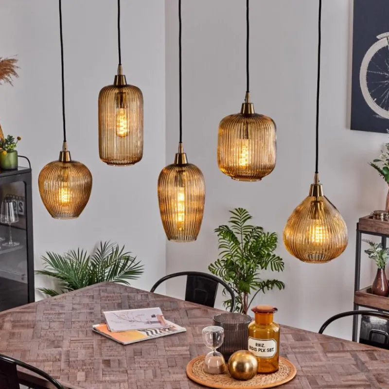 hofstein Suspension Iraola Or, Noir, 5 lumières