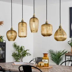 hofstein Suspension Iraola Or, Noir, 5 lumières