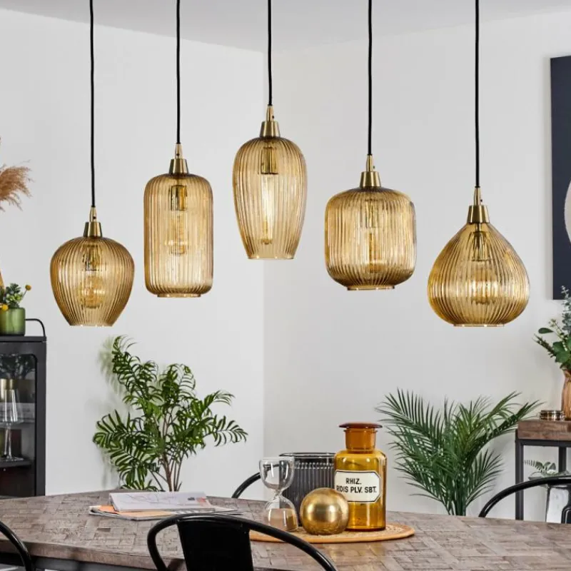 hofstein Suspension Iraola Or, Noir, 5 lumières