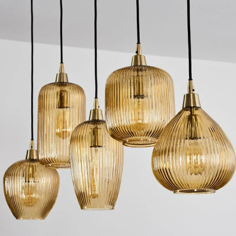 hofstein Suspension Iraola Or, Noir, 5 lumières