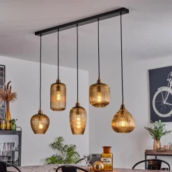 hofstein Suspension Iraola Or, Noir, 5 lumières